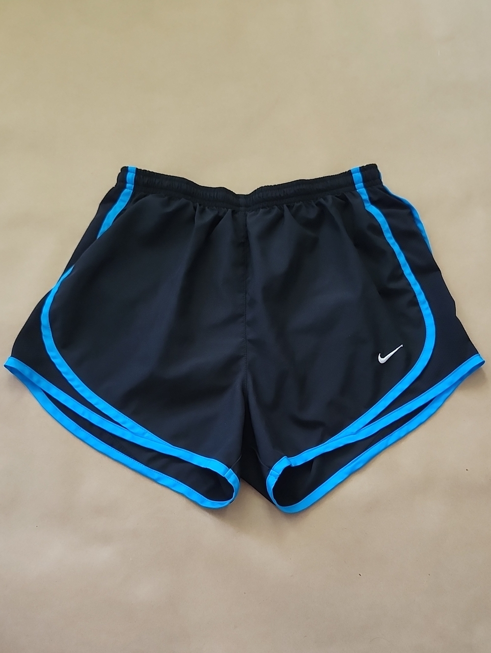 NIKE Dri Fit Black Shorts with Bright Blue Piping